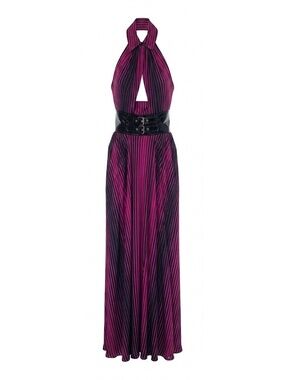 Moschino A04185559-2244 Moschino Halter Cutout Maxi Dress Pink Dresses